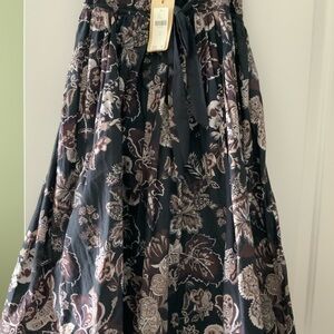 Let Me Be Paisley Grey Elegant Floral A-Line Corset Skirt